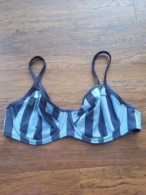 Aerie Navy Blue Stripe Underwire Bikini Top Size 38C New